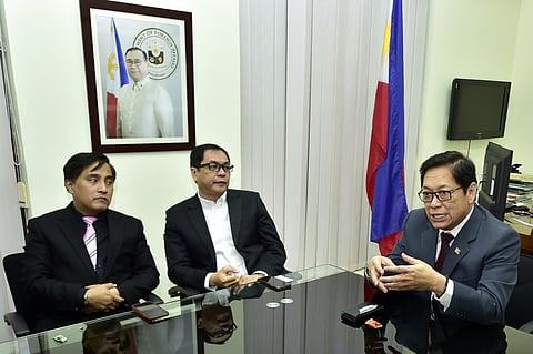 From left: Paul Raymond Cortes, Philippine Consul-General in Dubai, Bernard P. Olalia, Administrator, Philippines Department of Labour and Employment, and Silvestre Bello at the Philippine Consulate in Dubai.
