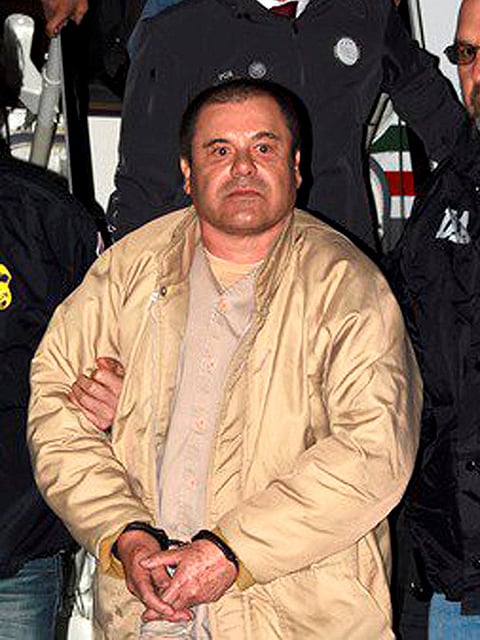 Mexican drug lord Joaquin "El Chapo" Guzman is shown shortly after extradition, in New York, U.S., January 19, 2017, in this photo released February 12, 2019. 