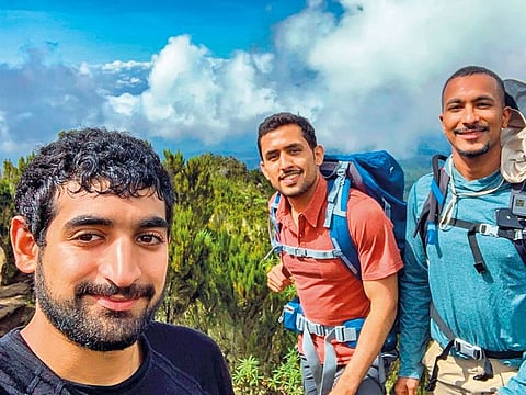 Saud Al Qasimi, Omar Al Jahdami, Mohammed Al Shehhi who raised UAE Flag atop Mount Kilimanjaro.