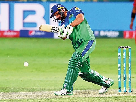 Shahid Afridi of Multan Sultans takes the aggressive route during a PSL match against Islamabad United.
