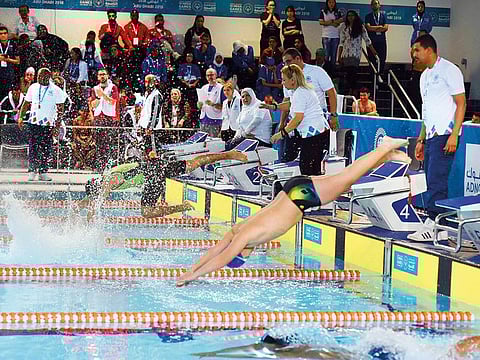 Swimming competition in progress during the Special Olympics held in Abu Dhabi last year.