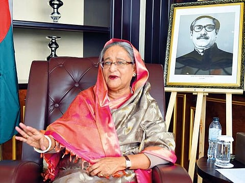 Shaikh Hasina during her interaction with Gulf News in Abu Dhabi.