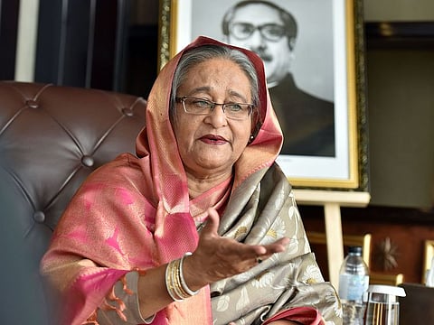 Shaikh Hasina during her interaction with Gulf News in Abu Dhabi.