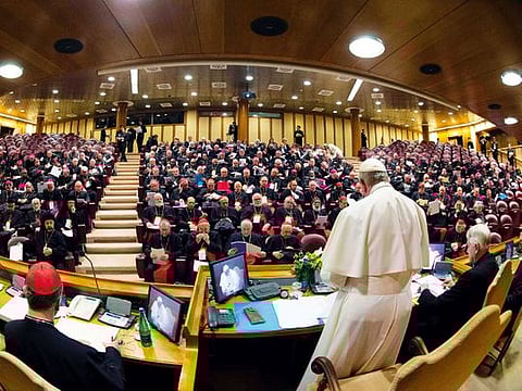 Pope Francis attends the four-day meeting on the global sexual abuse crisis, at the Vatican February 21, 2019. 