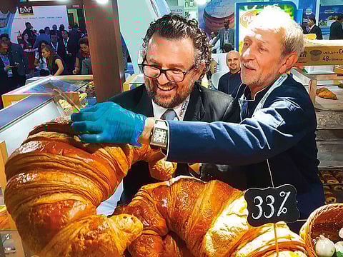 Jad Charafeddine (right) with bakery consultant Denis Audouard at his Advanced Baking Concept stand. His ‘ProBake’ brand of breads last nine months in the freezer.