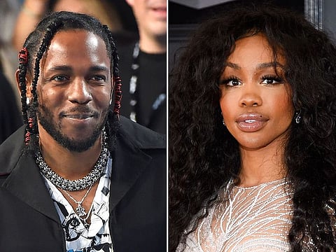 This combination photo shows musician Kendrick Lamar, left, and Solana Rowe, better known as SZA, who, along with Mark Spears and Anthony Tiffith, were nominated for an Oscar for best original song for "All the Stars," from the film "Black Panther."