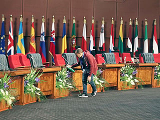 A worker prepares the International Congress Centre a day before the first EU-Arab League Summit in Sharm Al Shaikh, Egypt. File photo taken on February 23, 2019. 
