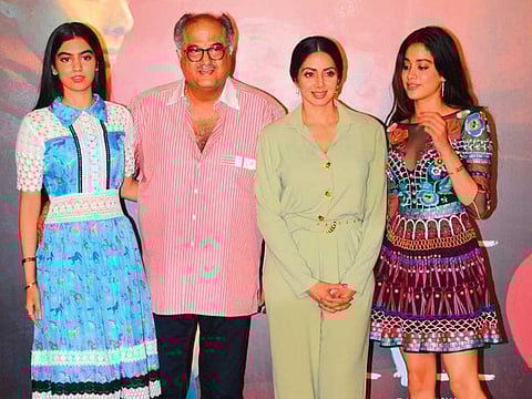 Boney Kapoor and Sridevi with their daughters Khushi and Janhvi Kapoor