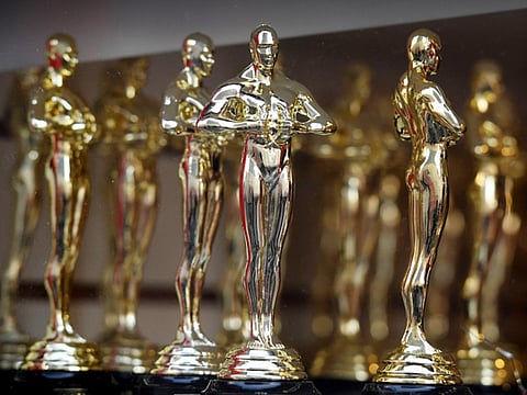 Replicas of the Oscars statues at a tourist store near the red carpet area for this year's Oscars Awards ceremony in Hollywood, California on February 23, 2019. 