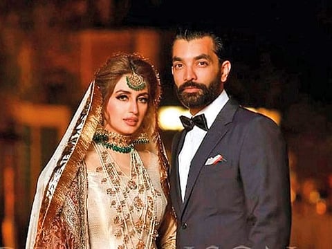 Iman Ali and Babar Aziz Bhatti at their wedding reception