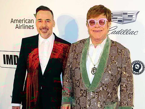 David Furnish with Elton John who hosted the 27th annual Aids Foundation Academy Awards Viewing Party on February 24 to raise money for his foundation