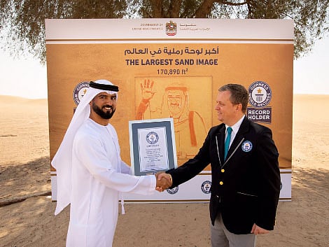 The UAE broke the Guinness World Record when it revealed the 170,000 square feet portrait of Kuwait's Emir Shaikh Sabah Al Ahmad Al Jaber Al Sabah. 