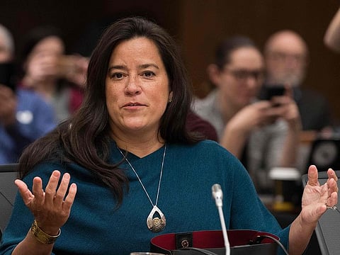 Former Canadian Justice Minister Jody Wilson-Raybould testifies about the SNC-LAVALIN affair before a justice committee hearing on Parliament Hill in Ottawa on February 27, 2019. 