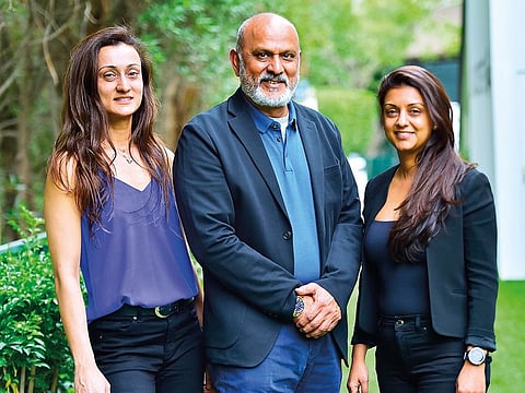 Kay (from left), Bharat and Sagari Godkhindi at the Dubai Duty Free Tennis Championships.