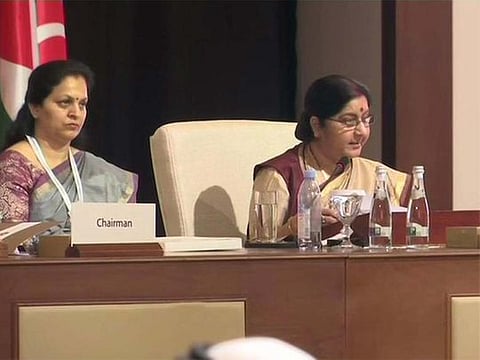 Indian External Affairs Minister Sushma Swaraj at OIC meet in Abu Dhabi
