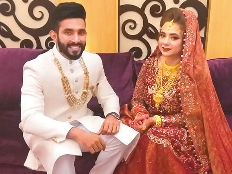 Jai and Habiba during their wedding ceremony in Dubai.