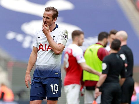 Tottenham's Harry Kane looks dejected after the match