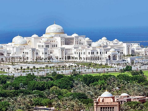 The new Presidential Palace in Abu Dhabi, as viewed from the Etihad Towers.