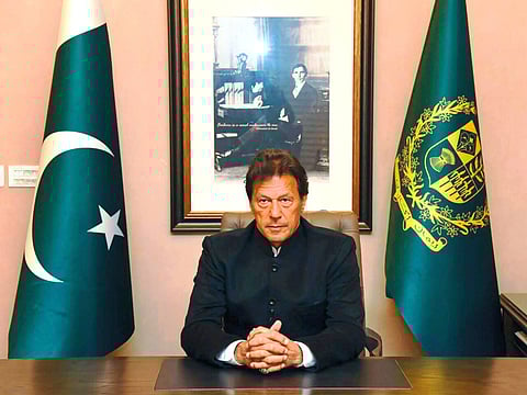 Pakistan's Prime Minister Imran Khan delivering a policy statement on Pulwama attack, in Islamabad on Feb 19, 2019