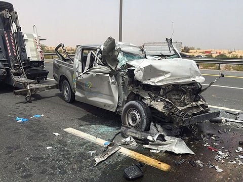 Accident on Emirates road from Dubai towards Sharjah.