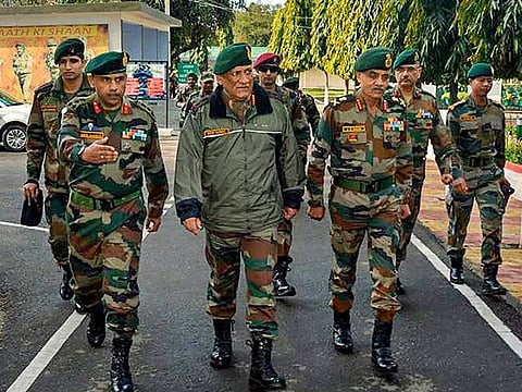  Chief of Army Staff General Bipin Rawat interacts with various army forwards in Jammu region to review the operational deployment & preparedness, in Jammu, Sunday, March 3, 2019.