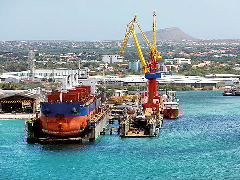 A crude carrier on the island of Curacao. Opec-led cuts, rising US output and event-driven trading fuelled market volatility.