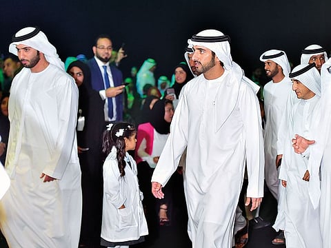 Shaikh Hamdan at the Health Chain event after launching the two smart systems for health care facilities.