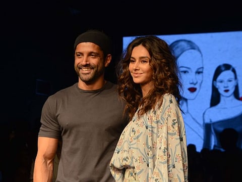 Actor Farhan Akhtar with Shibani Dandekar.