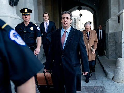 Michael Cohen, President Donald Trump's former personal lawyer, leaves the Capitol after a closed-door hearing with the House Intelligence Committee, in Washington, March 6, 2019. 