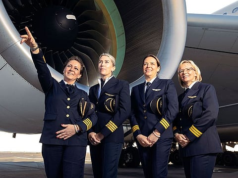 Etihad Airway's all-female flight deck on International Women's Day