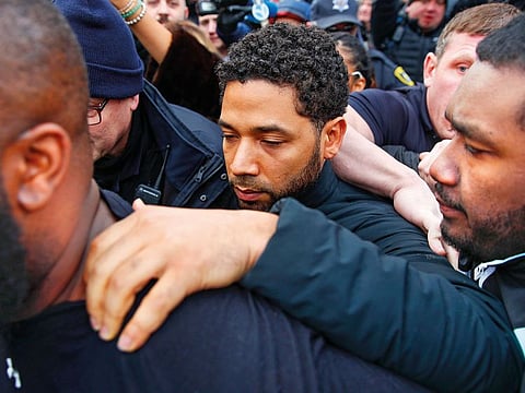  Jussie Smollett leaves Cook County jail following his release in Chicago.