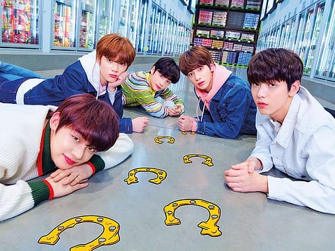 Yeonjun, Beomgyu, Hueningkai, Taehyun and Soobin.