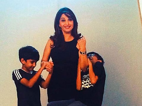 Madhuri Dixit Nene throwback photo with her sons Ryan and Arin.