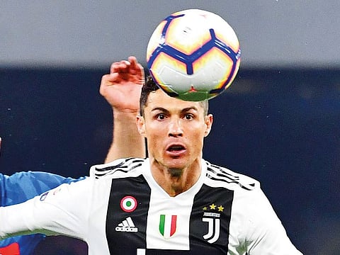 Juventus’ forward Cristiano Ronaldo controls the ball during the Serie A match against Napoli earlier this month.