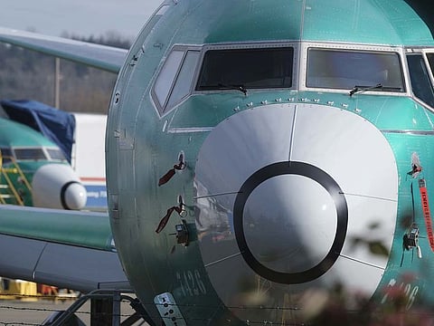 A Boeing 737 MAX 8 is pictured outside the factory on March 11, 2019 in Renton, Washington. Boeing's stock dropped today after an Ethiopian Airlines flight was the second deadly crash in six months involving the Boeing 737 Max 8