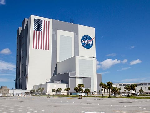 Vehicle Assembly Building at NASA's Kennedy Space Center, which was first used to assemble the massive American Saturn V launch vehicles, on  Merritt Island, Florida.
