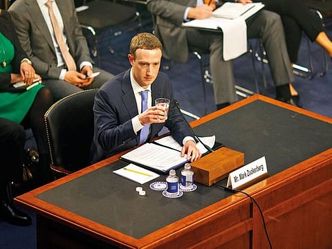 Mark Zuckerberg, chief executive of Facebook, testifies to the Senate inside the Hart Hearing Room, on Capitol Hill in Washington, April 10, 2018.