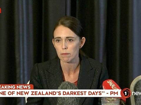 New Zealand's Prime Minister Jacinda Ardern speaks on live television following fatal shootings at two mosques in central Christchurch, New Zealand March 15, 2019, in this still image taken from video. 