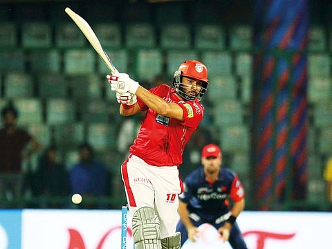 Yuvraj Singh of the Kings XI Punjab bats during an IPL match against Delhi Daredevils in April last year. The left-hander carried the highest price tags in 2014 and 2015 auctions earning a whopping Rs140 million and Rs160 million in two years.