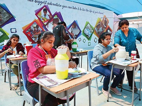 Students and teachers take part in activities during the Digital Detox camp at DPS Sharjah