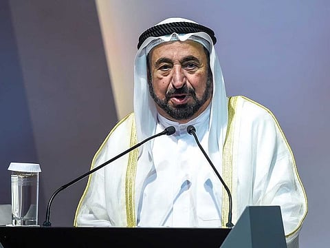 Shaikh Dr. Sultan bin Mohammed Al Qasimi, UAE Supreme Council Member and Ruler of Sharjah, at the International Government Communication Forum (IGCF) at Sharjah Expo Centre in Sharjah. 