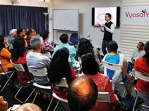 Dr Pramod Tripathi conducts a workshop in Pune with patients as part of his Freedom From Diabetes programme. 