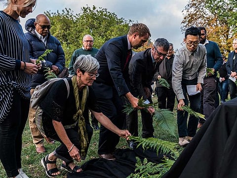 People gather for a multi-faith memorial service to pay tribute to the victims of the  recent terror attacks on two mosques in Christchurch, New Zealand