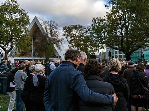 People gather for a multi-faith memorial service to pay tribute to the victims of the  recent terror attacks on two mosques in Christchurch, New Zealand