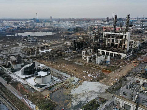 The death toll from a chemical plant explosion in Xiangshui County, east China's Jiangsu Province rose to 64 on Saturday.