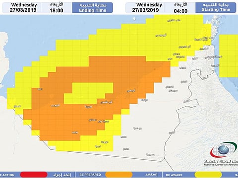 Weather alert on Wednesday, March 27, 2019.