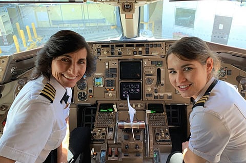Capt. Wendy Rexon and her daughter, First Officer Kelly Rexon.