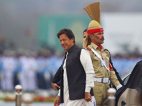Pakistani Prime Minister Imran Khan (C) arrives to attend the Pakistan Day parade in Islamabad on March 23, 2019.