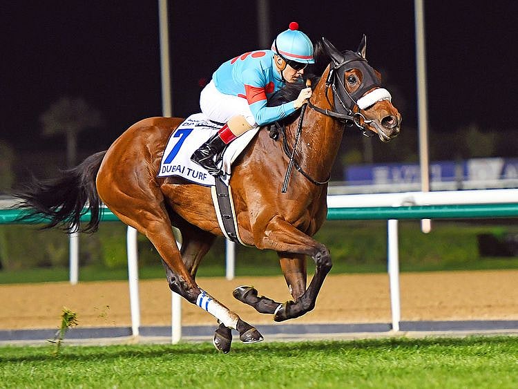 Almond Eye, ridden by jockey Christophe LeMaire