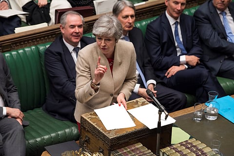 British Prime Minister Theresa May speaks at the House of Commons in London, Britain March 29, 2019.